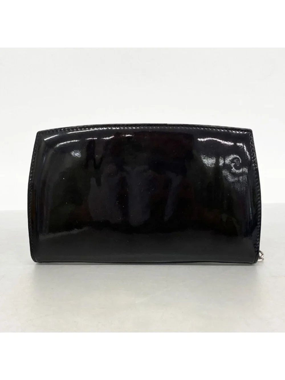 Chanel Wallet Patent Leather Black Silver